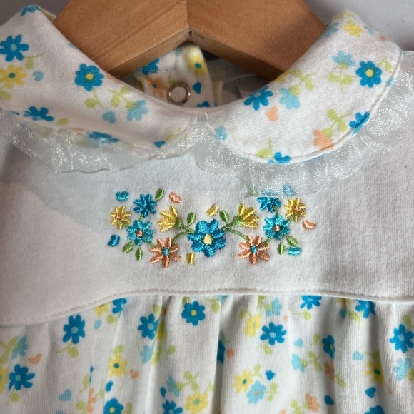 Vintage Sears Baby Bubble Romper Floral AOP Lace 1M Baby Girl - Picture 3 of 7